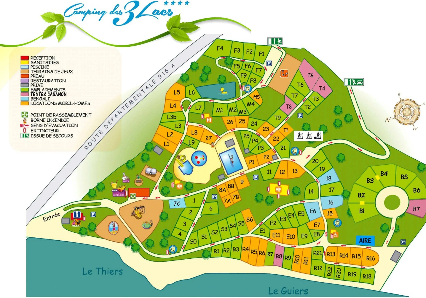 Campsite groundplan - Les 3 Lacs
